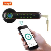 Tuya Wifi Electronic Biometric Fingerprint Door Lock Smart Digital Password Electric Lock APP Remote Unlock Security Door Handle