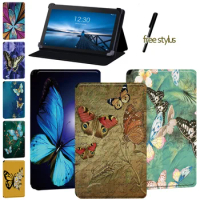 Butterfly Pattern Tablet Case for Lenovo(Tab E7/Tab E8)/Lenovo Tab E10 - New Flip Soft Leather Stand Tablet Cover Case + Pen