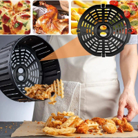 Mudah Dibersihkan Square Air Fryer Grill Pan Round Non-Stick Bakul Crisper No BPA Black Air Fryer Ma