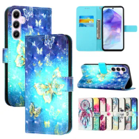 3D Printed Patterns Wallet Protector Phone Case For Samsung Galaxy A35 A55 A15 A05S S24 Ultra Plus A25 A24 A34 A54 100pcs/lot