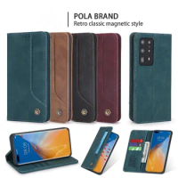 Retro Slim Leather Flip Wallet Case Cards Phone Cover For Huawei Mate 40 30 Pro P40 Lite P50 Pro Magnetic Phone Case