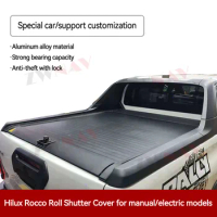 Car Trunk Lids For Toyota Hilux Revo Rocco Vigo Pickup Bed Tonneau Cover Retractable Roller Shutter Tail Box Cover Manual Tail