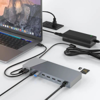 Triple Monitors 100W PD Charger USB 3.1 Docking Station 4K HDMI DisplayLink 16 in 1 USB C Hub for MacBook Intel Certificated