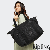 Kipling 經典黑菱格紋印花手提側背包-ART M