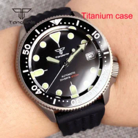 Tandorio NH35 37mm 20atm Dive Titanium Automatic Watch for Men Lady Wristwatch 120 Clicks Bezel Sapphire Crystal Date 3.8 Crown