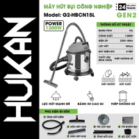 Máy hút bụi công nghiệp HUKAN G2-HBCN15L, 1300w, Dung tích 15L, Lực hút 16Kpa
