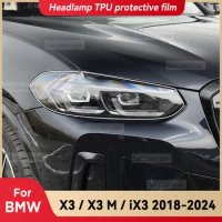 For BMW X3 iX3 X3M G01 G45 G08 F97 2018-2024 Car Headlight Transparent TPU Protective Cover Film Front Light Tint Change Color