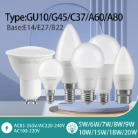 6PCS GU10 MR16 Spotlight Bulb AC100-240V Downlight LED Lamp GX53 E27 E14 Spot GU5.3 Lighting Indoor Home Decoration Bombillas