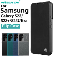 Nillkin For Samsung Galaxy S23/S23Ultra Flip Case Leather Cloth Card Pocket Slide Camera Book Qin Flip Cover For Samsung S23Plus