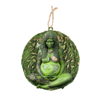 Fashion Mother Earth Statue Pendant Earth Green Millennial Gaia Mother Goddess Pendant Necklace Moth