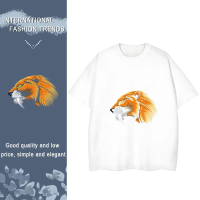 [COD] เสื้อยืดสไตล์ไวลด์ “Saber-Tooth Tiger” 180g นมผ้า สำหรับผู้ชายผู้หญิง ไซส์ S-3XL