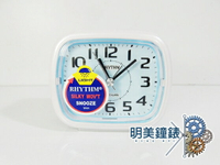 ◆明美鐘錶眼鏡◆RHYTHM麗聲鐘/CRE830NR03/方形滑動式指針貪睡鬧鐘(白X銀)