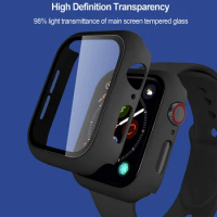 Glass+cover For Apple watch case 44mm 40mm 42mm 38mm Tempered Screen Protector apple watch series 8 9 7 6 5 4 3 se 45mm 41mm