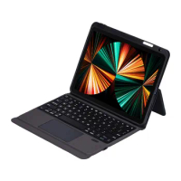 Smart Magnetic Wireless Bluetooth Touchpad Russian Keyboard Cover Stand Case With Pencil Holder For iPad Pro 12.9 5th 2021