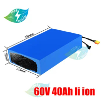 60v 40ah lithium ion battery BMS 16S li ion for 2000w 1500w for scooter e bike go cart Tricycle Motorcycle +5A charger