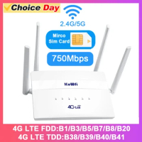 KuWFi 4G LTE Wireless WiFi Router 3G 4G SIM Wifi Router 2.4G 5.8G Dual Band 750Mbps Roteador LAN WAN Support 32 Users