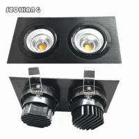 Black Shell Super Bright Recessed square LED Dimmable Downlight COB 2*7W/2*10W LED Spot light LED decoration Ceiling Lamp