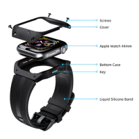 Silicone Watch Band TPU Watch Case For Apple Watch Series 4 44mm Full Frame Screen Protector For IWatch Series 4 44mm Watchband