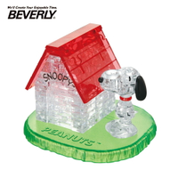 【日本正版】BEVERLY 史努比與紅屋 立體水晶拼圖 51片 3D拼圖 水晶拼圖 公仔 模型 Snoopy PEANUTS - 483809