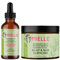 MielleOrganics Rosemary Mint Scalp & Hair Strengthening Oil and Pomade-To-Oil Quencher Bundle