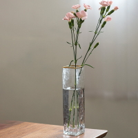 北歐玻璃輕奢花瓶擺件插花禪意辦公室日式花器小水培桌面家用客廳