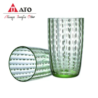 ATO Tall And Thin Tumbler Green Glass Highball Medium Cup For Hotel And Restaurant