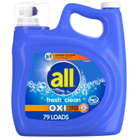 Liquid Laundry Detergent Fresh Clean Oxi Plus Odor Lifter 141 Fl Oz 79 Loads for Use in All Water Te