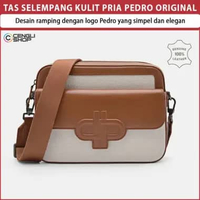 TAS SELEMPANG KULIT PRIA PEDRO ORIGINAL SLING BAG BRANDED LOGO PEDRO ICON SIMPEL ELEGAN COKLAT BROWN