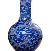 Ceramic Vase Kowloon Celestial Globe Vase Large Chinese TV Cabinet Living Room Decoration Blue and White Porcelain Decoration