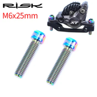 RISK 2pcs/box Mountain Bike M6x25mm Disc Caliper Brake Fixing Bolts Screws Extended Titanium Alloy
