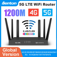 Benton 5G LTE Router Dual Band WiFi 4G 5G LTE WiFi Router 1200Mbps 2.4GHz 5.8GHz WiFi Wireless Router for SIM Card