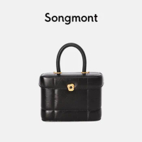Songmont Luxury Brand Women's Medium Box Bag Lock Buckle Design Handheld Bucket Bag