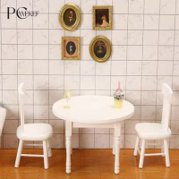 Dollhouse Miniature Furniture Chair Model Doll House Decor Doll House Decoration Doll House White Round Table Suit