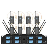 Professional wireless microphone system 8 head-mounted condenser microphones for stage performance microphone wireless