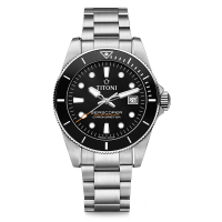 【TITONI 梅花錶】Seascoper 300米潛水機械錶/42mm/黑陶瓷(83300 S-BK-702)
