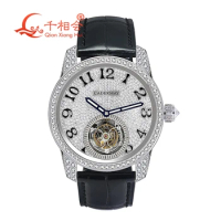 Transparent movement Full Moissanite Luxury Watch For Men mechanical Wristwatch Hip Hop Iced Out Moissanite Men Jewelry Watch