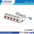 Uticon ST-1582 Stop Kontak 4 Lubang Putih 1.5m Kabel PVC dengan Saklar dan Pelindung Anak