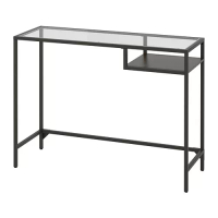 VITTSJÖ 筆記型電腦桌, 黑棕色/玻璃, 100 x 36 公分