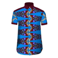In Stock 5XL Summer Short Sleeve Shirt African Print Shirt for Men Tops Blue African Clothes for Men WYN314-XH-5XL
