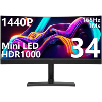 Innocn 34m1r 34 "Mini led Curved UltraWide gaming monitor 3440x1440p 165Hz PC computer gaming monitor, USB Type C Power delive