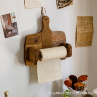 廚房紙巾架天然舊木頭卷紙掛架餐廳創意家居裝飾收納整理抹布吊架
