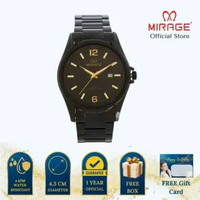 Mirage Jam Tangan Pria Analog 8710 M Full Black Original Stainless Plat Hitam