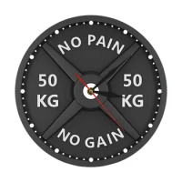 50kg 3D Barbell Wall Clock Decorative Non Ticking Mechanism Watch for Gym