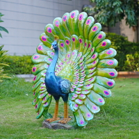 仿真LED孔雀開屏雕塑內發光燈光擺件園林景觀鳥動物花園裝飾大型