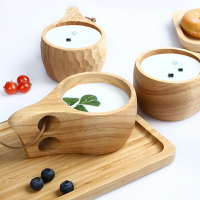 實木牛奶杯日式小清新木質原木色茶水杯高檔定制刻字logo咖啡杯子