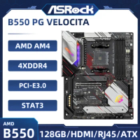 AMD B550 Motherboard ASRock B550 PG VELOCITA DDR4 128GB Socket AM4 PCI-E 4.0 M.2 USB3.2 HDMI ATX Supports AMD Ryzen3000 G-Series