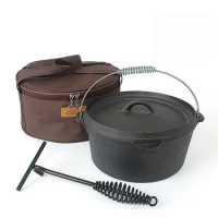 New cast iron pot stew pot Japanese soup pot outdoor picnic boiling water hanging pot stew roast chicken pig iron hot pot
