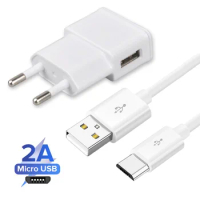 USB Charger Micro USB Cable For Huawei Y5P Y6P Y7P Y5 Y6 Y7 2018 2019 Honor 7S 8S 8A 8C 7C 7A EU Plug 5V2A Phone Charger Adapter