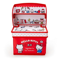 小禮堂 Hello Kitty 桌上型尼龍折疊掀蓋收納箱《紅白》收納籃.置物箱.化妝箱