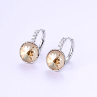 11.11 Womens Hoop Earrings for Girls Party Jewellery New Austrian Crystal Round Designer Earings Ladies Christmas Bijoux Gift